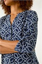 Navy  Textured Abstract Print Shirt, Image 5 of 5