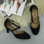 Black AJVANI Black Mid Heel Crossed Straps Court Shoes, Image 4 of 6