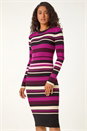 Wine Dusk Striped Knit Bodycon Midi Dress, Image 4 of 5