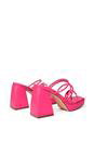 Fuchsia XY LONDON Fuchsia 'Colt' Strappy Square Toe High Block Heel Platform Mule Sandals, Image 3 of 5
