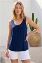 Navy  Stretch Jersey Vest Top, Image 3 of 4