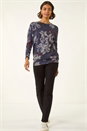 Purple Floral Printed Bubble Hem Top, Image 2 of 5