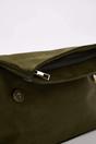 Khaki Soft Suede Foldover Clutch Bag, Image 3 of 5