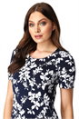 Navy  Floral Print Bodycon Dress, Image 4 of 5