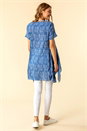 Light Blue  Floral Print Crinkle Tunic Top, Image 3 of 4