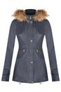 Blue Leather Hooded Parka Jacket-Charleville, Image 2 of 6