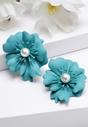 Dark Green AVANT-GARDE PARIS Dark Green Floral Pearl Stud Earrings In Light Pink, Image 2 of 5