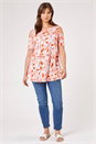 Orange Curve Leaf Print Cold Shoulder Jersey Top, Image 3 of 4