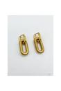 Gold Ribbed Oval Hoop Earrings, Image 1 of 4