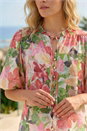 Pink Floral Gathered Blouse, Image 4 of 4