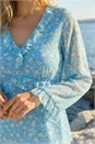 Light Blue  Ditsy Floral Print Frilled Top, Image 4 of 4