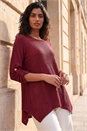 Burgundy Textured Stretch Tunic Top, Image 1 of 4