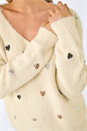 Ivory  Sequin Heart Fluffy Knit Jumper, Image 5 of 5