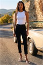 Black Elastic Waist Stretch Jean Trouser, Image 2 of 4