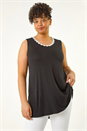 Black Curve Daisy Trim Vest Top, Image 4 of 5