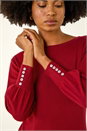 Red Button Detail Knitted Jumper Dress, Image 5 of 5