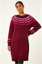Wine Chevron Print Knit Dress, Image 2 of 5