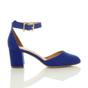 Royal Blue AJVANI Royal Blue Mid Block Heel Ankle Strap 2 Part Heels, Image 2 of 6
