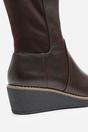 Brown 'Livia' Knee High Wedge Boot Stitch Detail, Image 5 of 6
