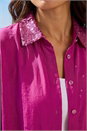 Cerise Sequin Collar and Cuff Shirt, Image 5 of 5