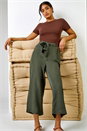 Khaki Tie Waist Detail Culottes, Image 1 of 5