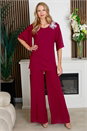 Wine Julianna Chiffon Layer Asymmetric Top, Image 4 of 4