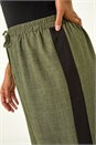 Khaki Curve Side Stripe Wide Leg Trouser, Image 5 of 5