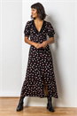 Red Lace Trim Floral Print Midi Dress, Image 1 of 5