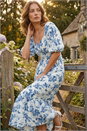 Blue Petite Floral Print Midi Dress, Image 2 of 4