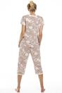 Beige Camille Lingerie Beige Lightweight Floral Capri Pyjama Set, Image 4 of 5