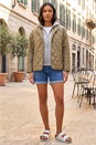 Khaki Quilted Hooded Jacket , Image 1 of 4