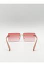 Pink SVNX Pink Square Rimless Sunglasses with Ombre Lens, Image 4 of 5