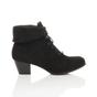 Black AJVANI Black Mid Cuban Heel Pixie Granny Ankle Boots, Image 2 of 7