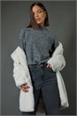 Charcoal Sequin Detail High Neck Jumper, Image 6 of 7