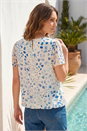 Blue Petite Abstract Spot Print Top , Image 3 of 4