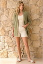 Khaki Linen Blend Blazer, Image 2 of 5