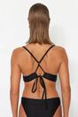 Black Textured Push Up Triangle Bikini Top with Supportive Underband, Image 5 of 5