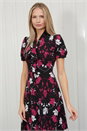 Black Julianna Floral Print Pussy Bow Dress, Image 3 of 4