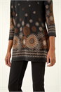 Black Sunflower Printed Tunic Top, Image 5 of 5