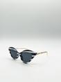 Brown Cat-Eye Sunglasses in Black White Stripe, Image 3 of 6