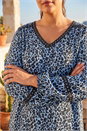 Blue Curve Animal Print Studded Top, Image 4 of 4