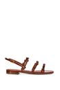 Brown XY LONDON Brown 'Pamela' Flat Strappy Sandals with Beaded Detail, Image 1 of 5