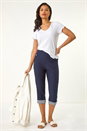 Navy Contrast Stripe Cropped Trouser, Image 2 of 5