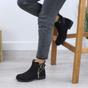 Black Low Heel Gold Zip Ankle Boots, Image 5 of 6
