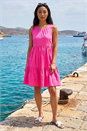 Pink Petite Cotton Tiered Smock Dress , Image 2 of 4