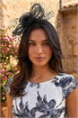 Black Spot Mesh Flower Fascinator, Image 3 of 4