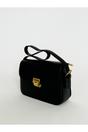 Black Black Shoulder Bag with Gold Clasp Fastening, Image 3 of 5