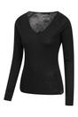 Black Merino Wool V Neck Top, Image 2 of 4