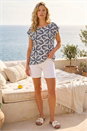 Navy  Leaf Print Shell Tunic Top, Image 2 of 4