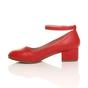 Red AJVANI Red Low Block Heel Ankle Strap Court Shoes, Image 3 of 6